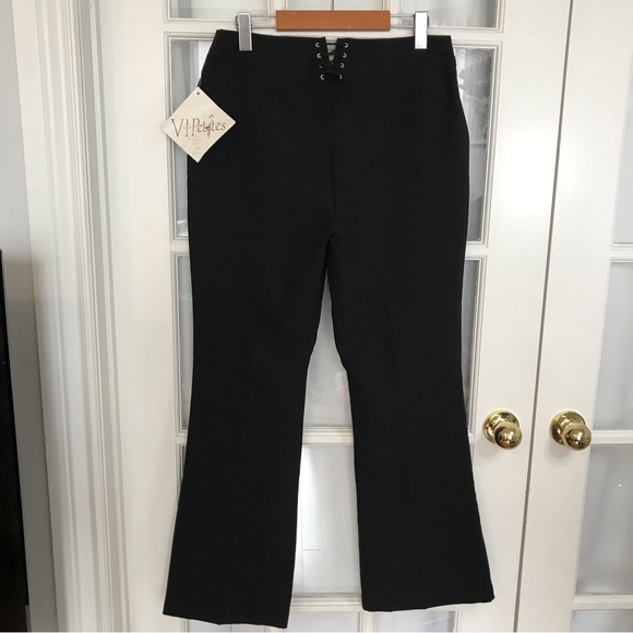 NWT V.I.Petites Vintage Black Dress Pants Y2K Style Size 10 Tie Up Detail - Picture 3 of 4